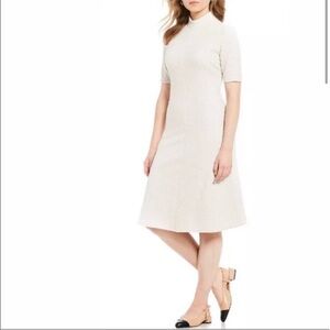Alex Marie Cream Ribbed Midi Dress